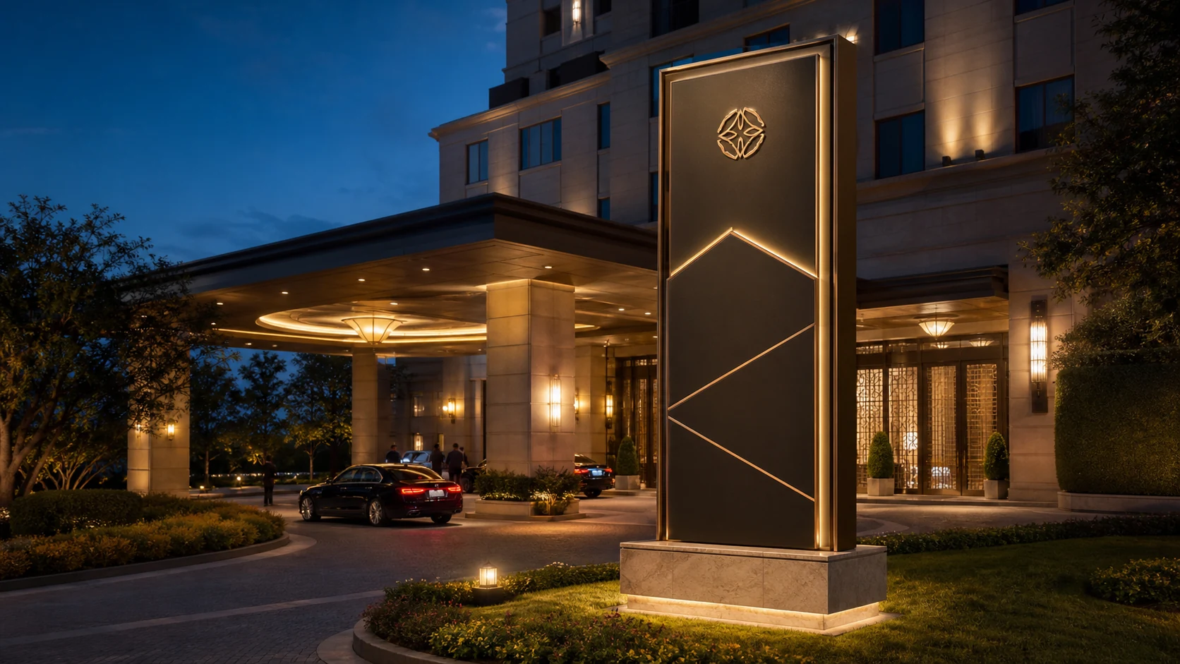 Exterior arrival landmark sign
